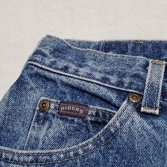 VINTAGE 90s Lee Mid Wash Distressed Stone Wash High Rise Jeans 12 Long - Picture 10 of 13